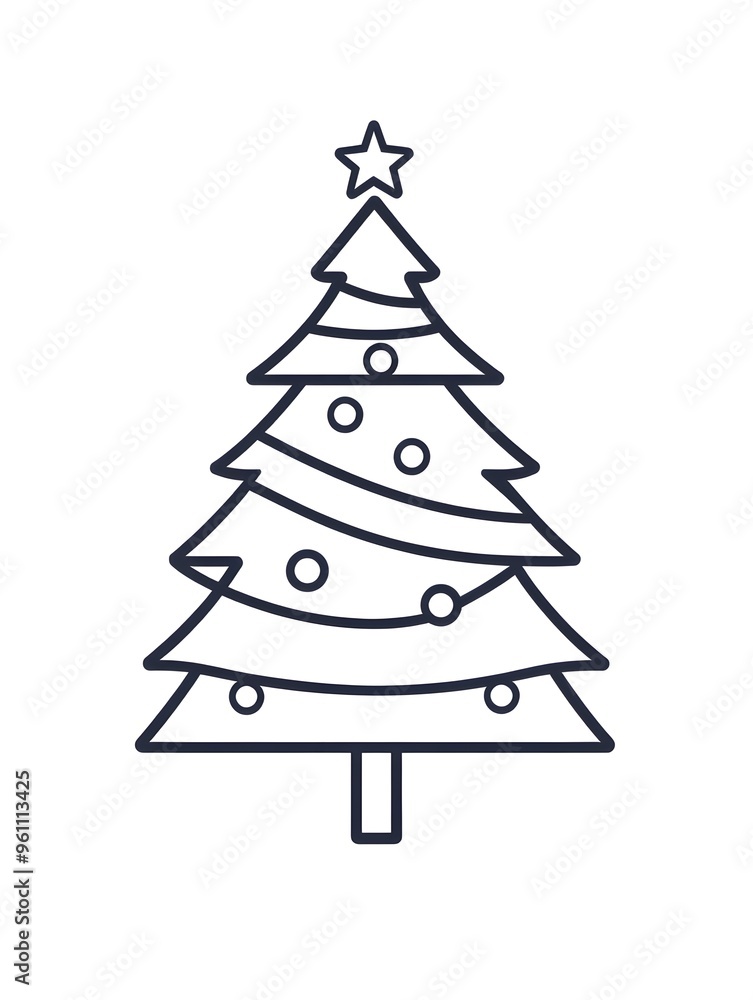 Fototapeta premium Christmas tree icon, line design, vector illustration isolated on white background 