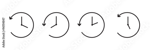 Circle past time backward arrow black icon