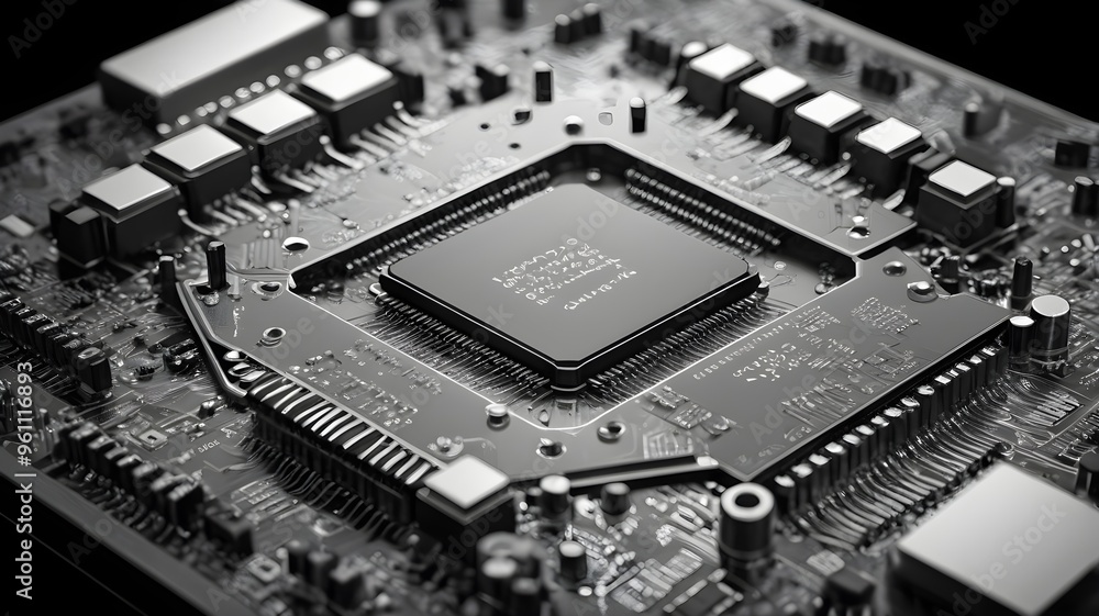 Fototapeta premium Closeup of a Processor on a Motherboard
