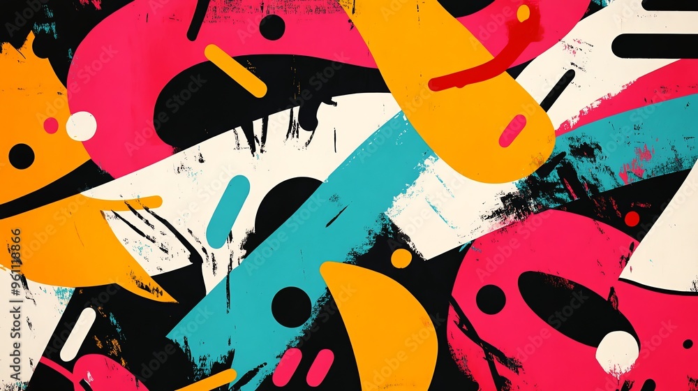 Abstract colorful geometric shapes on a black background. Abstract colorful geometric shapes on a black background.