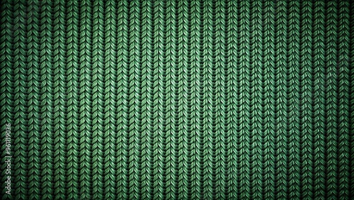 Dark green knitted fabric background with a textured look photo