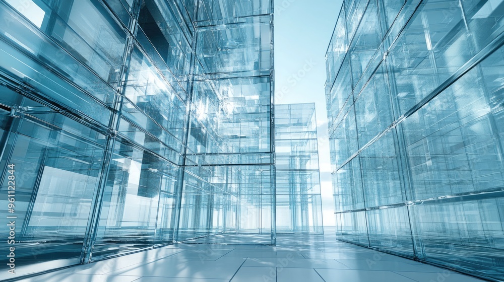 Glass structure in an architectural setting Glass structure in an architectural setting