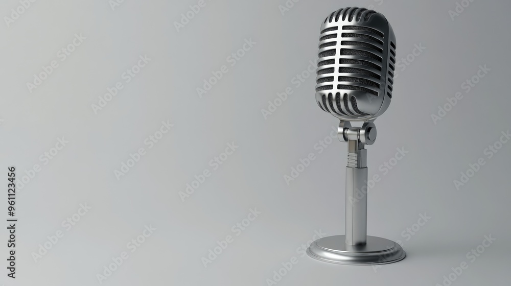 Fototapeta premium Vintage silver microphone isolated on a white background with clipping path