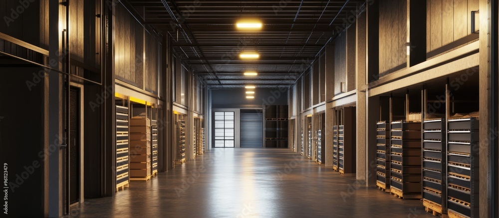 custom made wallpaper toronto digitalIndustrial lighting fixture in a storage space