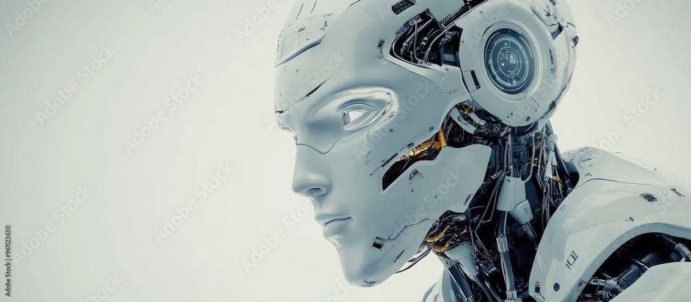 Conceptual illustration of an artificial intelligence robot with a 3D design Conceptual illustration of an artificial intelligence robot with a 3D design
