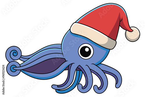 Cuttlefish wear Christmas hat C.eps