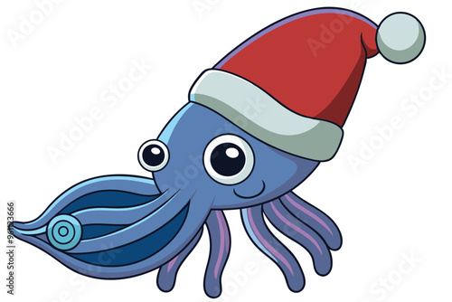 Cuttlefish wear Christmas hat D.eps