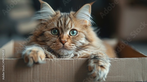 Wallpaper Mural cat in an empty pack box Torontodigital.ca