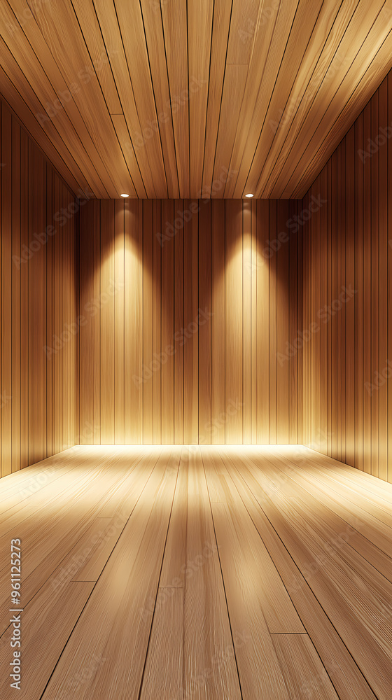 Minimalist wooden floor and wall display Minimalist wooden floor and wall display