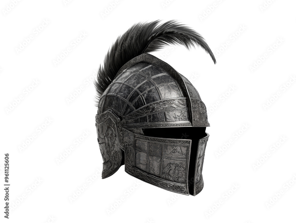 Obraz premium Antique Roman helmet with a plume, symbolizing warfare and history