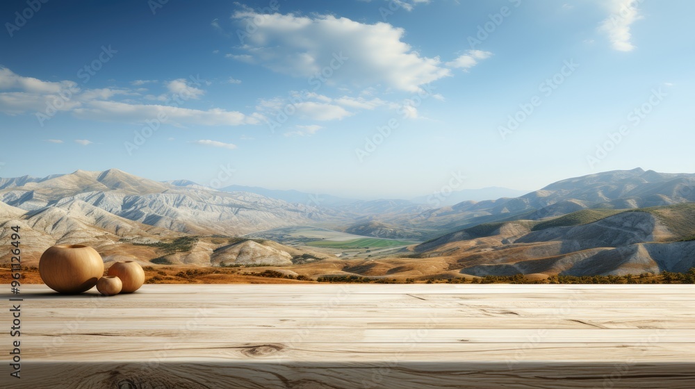 Fototapeta premium Wood white table top perspective in front