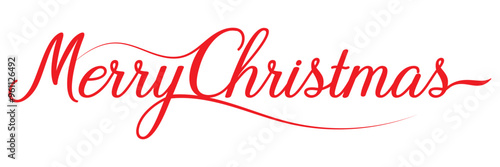 Merry Christmas red hand lettering inscription calligraphy isolated on black background. Vector Illustration. EPS 10