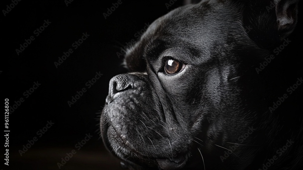 bulldog dog close-up portrait isolated on black dark dramatic background, isolated bulldog dog close-up portrait isolated on black dark dramatic background, isolated