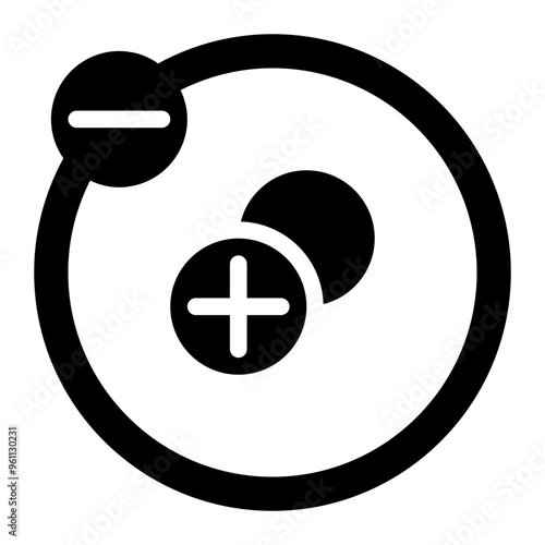 atom, molecule, substances, ion, chemistry solid or glyph icon