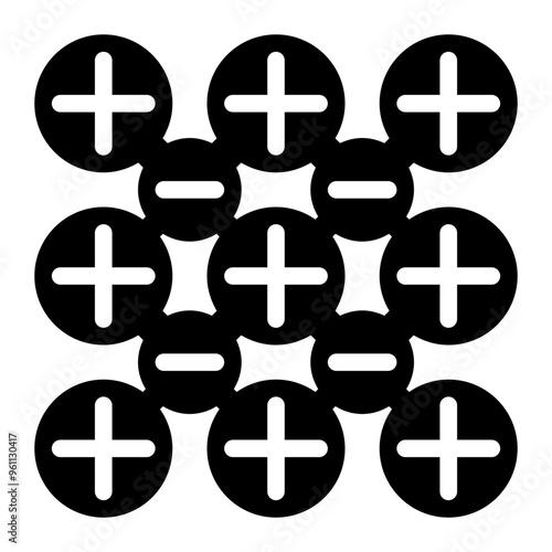 metallic bonding, chemical bonding, electrostatic, chemistry, bonding solid or glyph icon