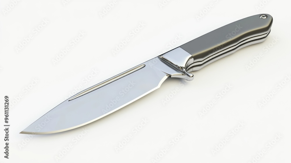 Silver utility knife displayed on a white background Silver utility knife displayed on a white background