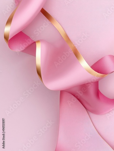 Elegant Pink Ribbon with Gold Foil Accent photo