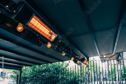Warm Outdoor Heater on a Terrace Seat