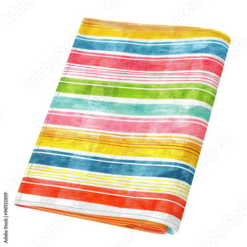 Vibrant, colorful striped fabric with bold lines. Ideal for creative projects, sewing, and home decor.