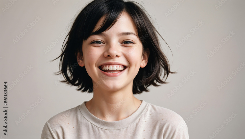 Happy young autistic child smiling for World Autism Awareness Day celebration. April 2nd Happy young autistic child smiling for World Autism Awareness Day celebration. April 2nd