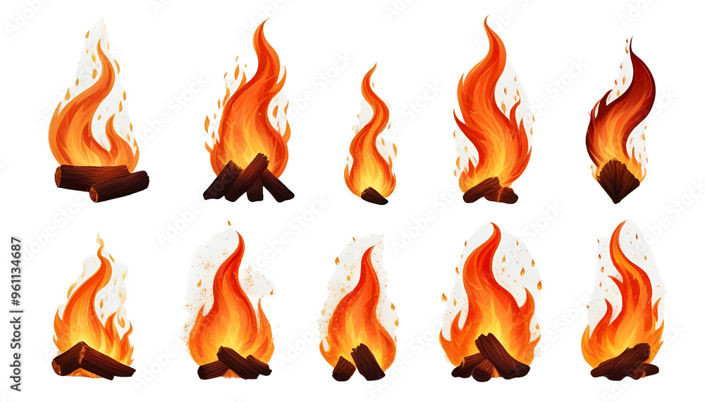 Fiery Flames Burning, Isolated Fiery Flames Burning, Isolated