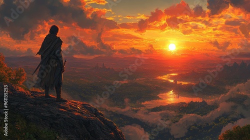 Wallpaper Mural An ancient hero awoken by the light of the setting sun, ready to craft new legends in a mythical world Torontodigital.ca