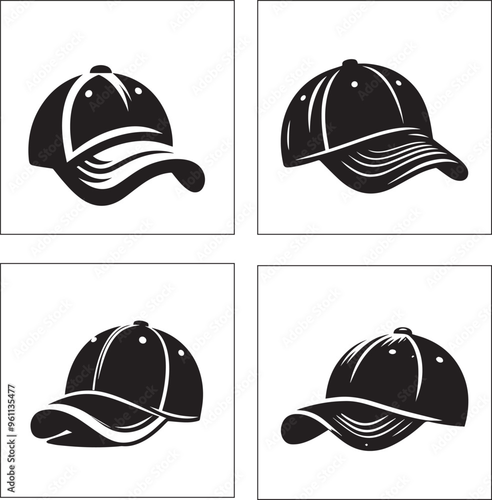 Black and white cap silhouette design Black and white cap silhouette design