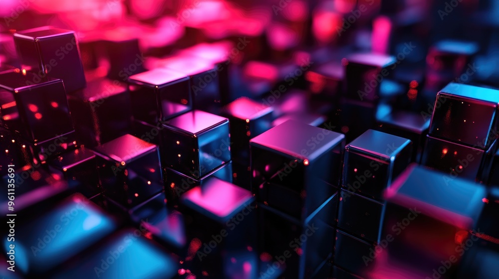 Abstract design featuring modern geometric shapes on a cube background in a 3D illustration Abstract design featuring modern geometric shapes on a cube background in a 3D illustration