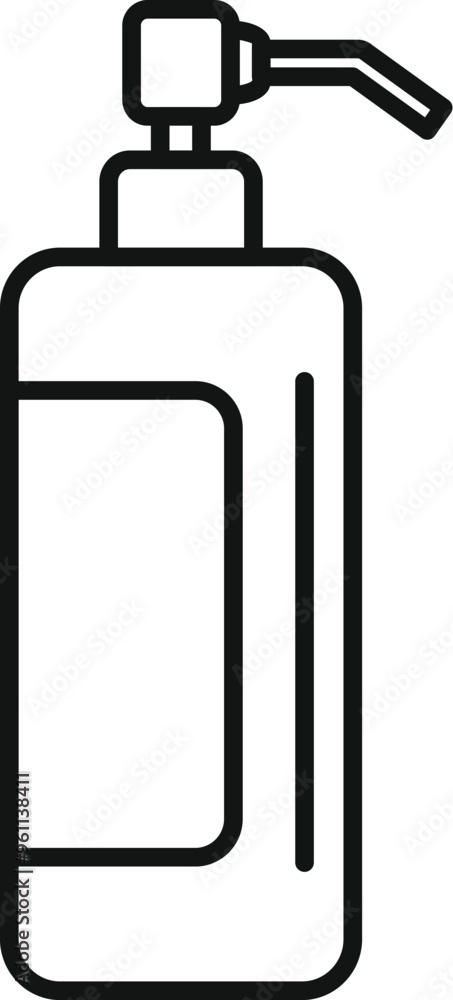 Black outline icon representing a dispenser bottle containing liquid soap for hands Black outline icon representing a dispenser bottle containing liquid soap for hands