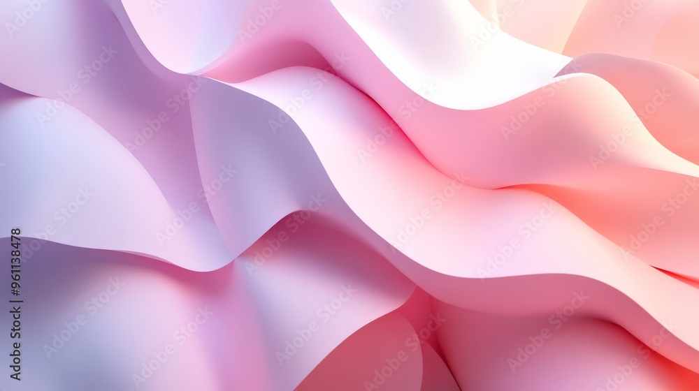 Fototapeta premium Abstract pastel pink and purple wavy folds creating a fluid, smooth, and soft textured background ideal for modern and creative designs.