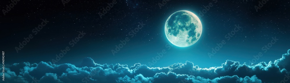 A mesmerizing night sky featuring a luminous moon above soft, fluffy clouds, creating a serene and mystical atmosphere. A mesmerizing night sky featuring a luminous moon above soft, fluffy clouds, creating a serene and mystical atmosphere.