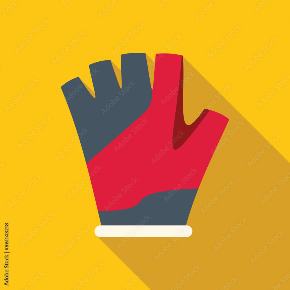 Obraz premium Red and blue glove with short fingers icon in flat style on a yellow background