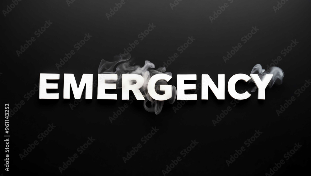 emergency word made of smoke on black background emergency word made of smoke on black background