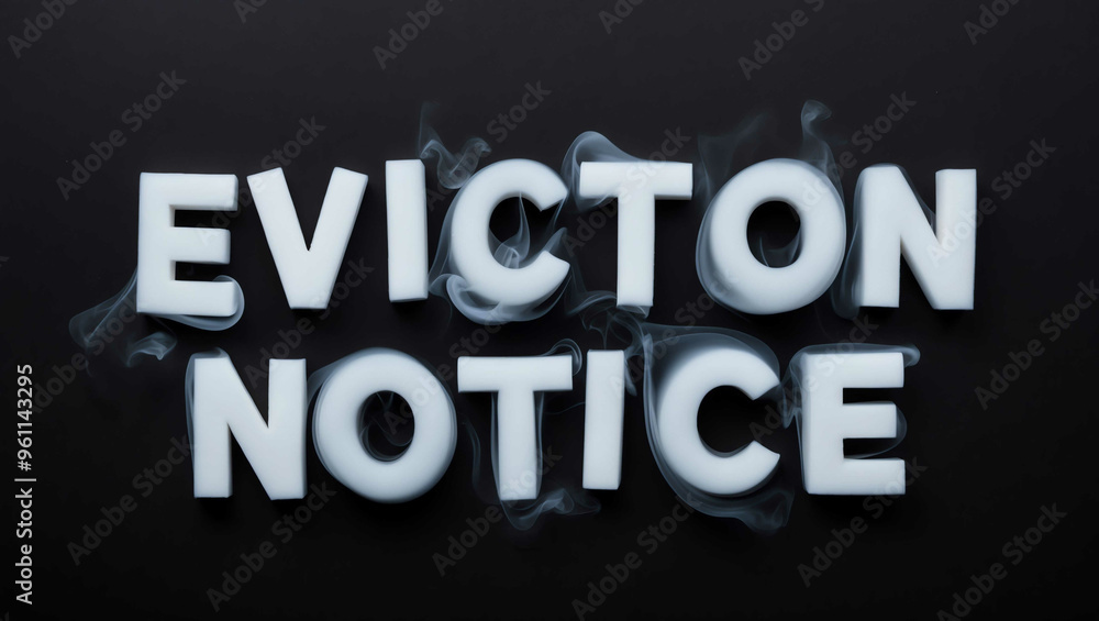 eviction notice word made of smoke on black background eviction notice word made of smoke on black background