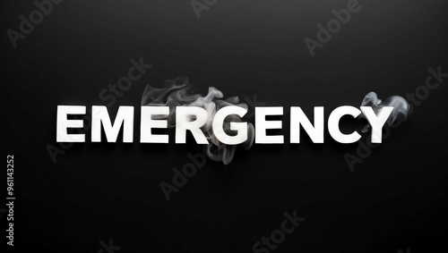 emergency word made of smoke on black background