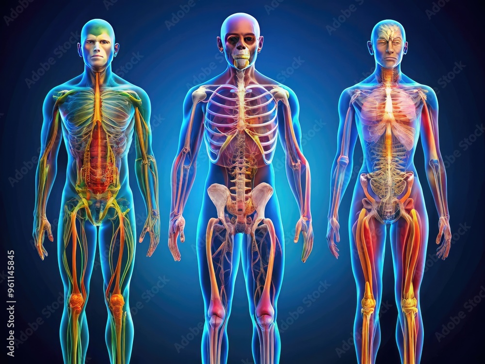 A detailed illustration of the human body's sagittal, frontal, and ...