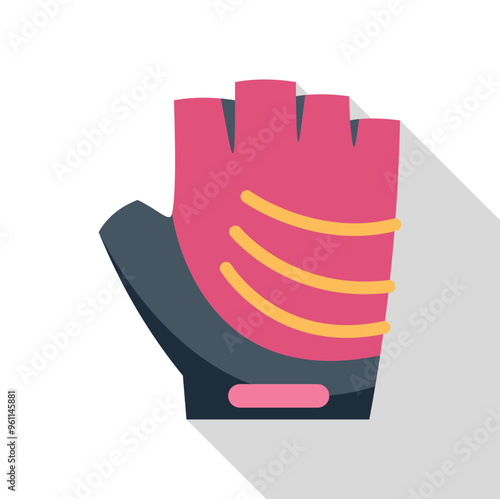 Pink and black sports gloves with fingerless design for outdoor activities icon in flat style on a white background photo