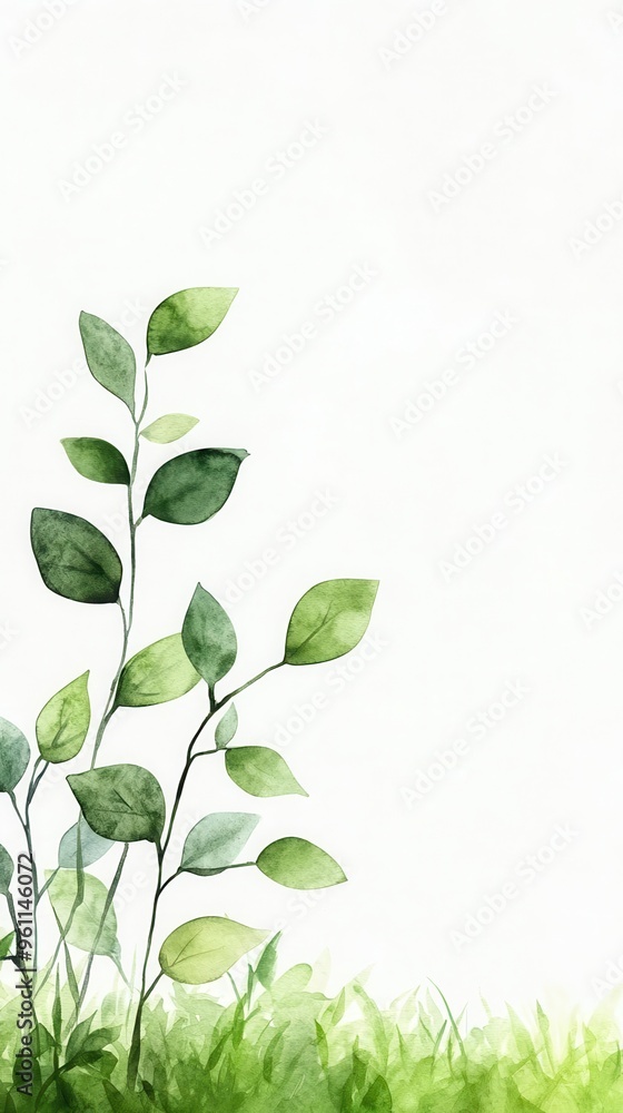 creating a serene and peaceful atmosphere, vibrant green hues in watercolor creating a serene and peaceful atmosphere, vibrant green hues in watercolor