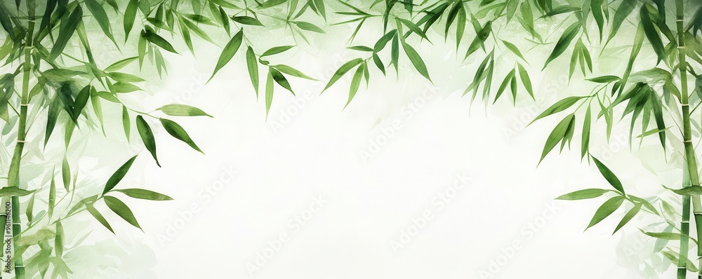 Dense bamboo forest with layers of depth, detailed watercolor brushwork emphasizing the natural patterns of the plants Dense bamboo forest with layers of depth, detailed watercolor brushwork emphasizing the natural patterns of the plants