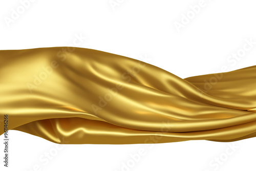 Floating elegant Gold fabric isolated on background