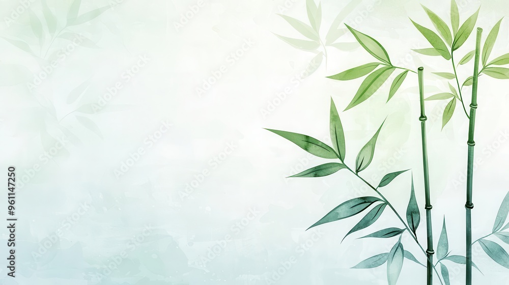 Obraz premium Watercolor bamboo with subtle pastel accents, merging natural forms with abstract watercolor techniques for a modern touch