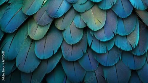 Wallpaper Mural A close-up shot of vibrant turquoise and teal feathers, creating a textured pattern. Torontodigital.ca