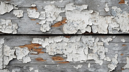 Close-up of old, weathered wooden surface with peeling paint, highlighting texture and rustic decay, ideal for backgrounds and textures.