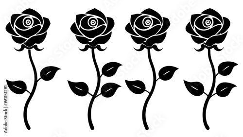 Decorative beautiful rose with vines on white background photo