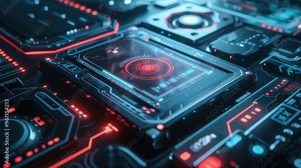 Futuristic digital lock with holographic interface, cybersecurity, secure online access Futuristic digital lock with holographic interface, cybersecurity, secure online access