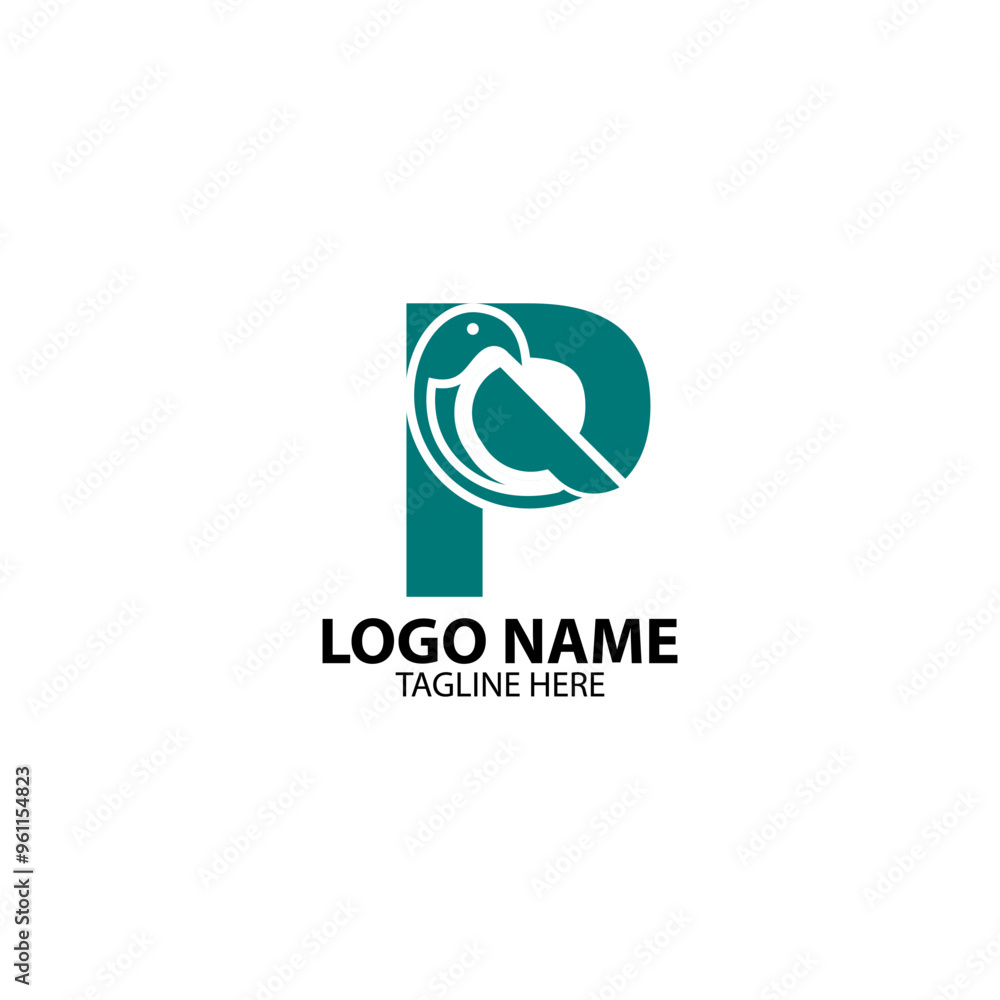 letter P bird logo design vector letter P bird logo design vector
