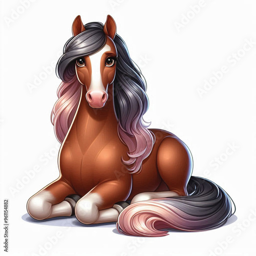 Cute Horse Vector Cartoon illustration