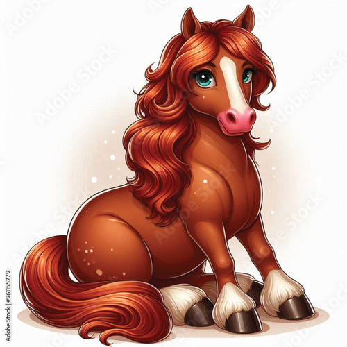 Cute Horse Vector Cartoon illustration