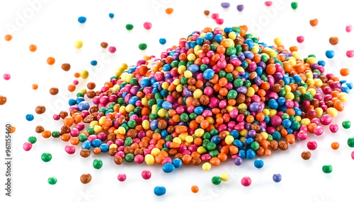 Colorful candy sprinkles isolated on white background