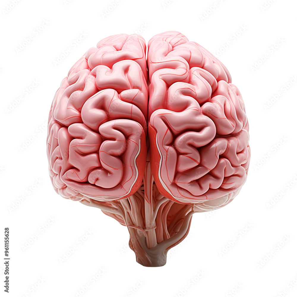 Realistic human brain model showing intricate details of anatomy Realistic human brain model showing intricate details of anatomy